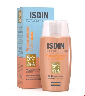 ضد آفتاب ایزدین Isdin فیوژن واتر رنگی مدل مدیوم Medium حجم 50 میل